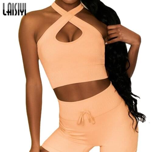 Seamles Sport Set Women Two Piece Crop Top T-shirt Bra Drawstring Legging Sportsuit 2PCS Workout Outfit Fitness Matching Sets