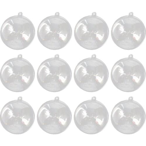 12PCS 4cm Transparent Plastic Ball DIY Fill-able Sphere Hollow Snap-On Acrylic Balls Bath Bomb Mold Xmas Hanging Ornament
