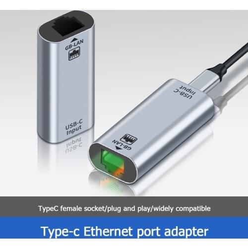 USB Type C to Ethernet Adapter USB C Female to RJ45 Female 10/100/1000 Gigabit Wired LAN Network Card for PC Laptop Smartphone