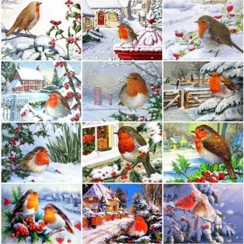 Evershine Diamond Embroidery Animal Cross Stitch Diamond Painting 5D Bird Picture Rhinestones Needlework Winter Home Decor