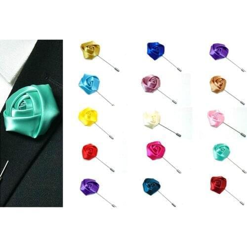 Fashion High-grade Ribbon Rose Flower Brooch Long Needle Lapel Pins for Suit Shirt Corsage Collar Men and Women Accessories Gift