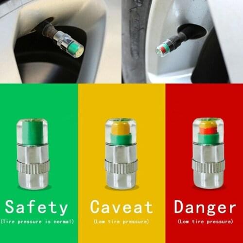 YCCPAUTO 2.0/2.2/2.4 Bar 30/32 PSI Tire Pressure Monitor Pressure Gauge Cap Sensor Indicator Alert Monitoring Tools Kit 4pcs/Lot