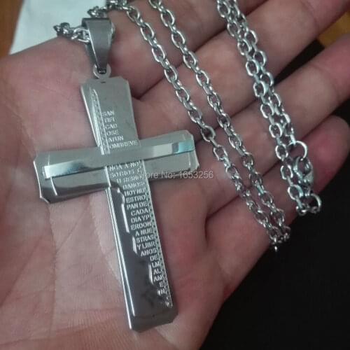 For Boy and Men XMAS Gifts Fashion Stainless Steel Spain Religious cross Pendant Men Necklace 22