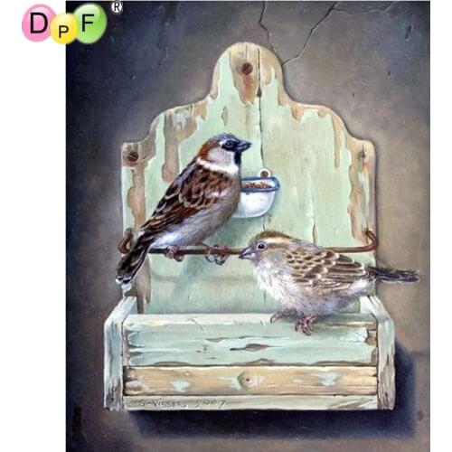 DPF DIY Two Little Funny Birds 5D mosaic square diamond painting cross stitch diamond embroidery home decor crafts wall painting