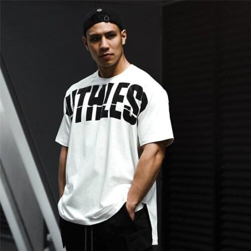 Muscle Fitness T-Shirt Loose Version Fashion Cotton Moisture Absorption Sweat Short Sleeve Sports Leisure Tops Hot Sale Tee