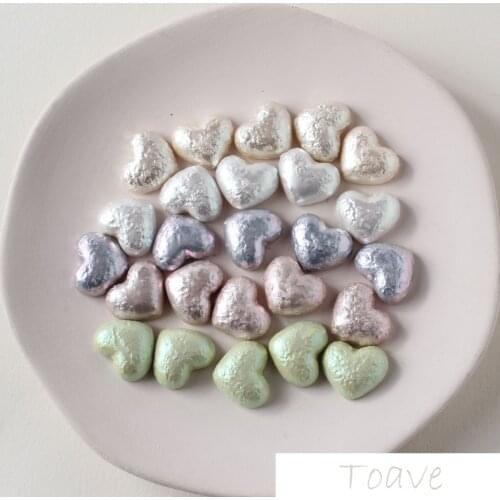 Imitation Cotton Pearl Heart Single-Sided Scrub Magic DIY Ear Stud Hair Accessories Handmade Material Accessories 2pcs