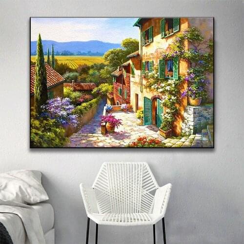 Paintings By Numbers 40*50 House Garden Coloring By Numbers Natural On Canvas Hand Painted Wall Art Gift Home Decor