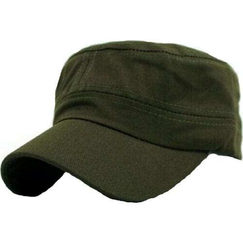 Unisex Classic Military Cap Solid Color Vintage Curved Brim Flat Top Dad Caps Trucker Hat Snapback Hats For Men And Women