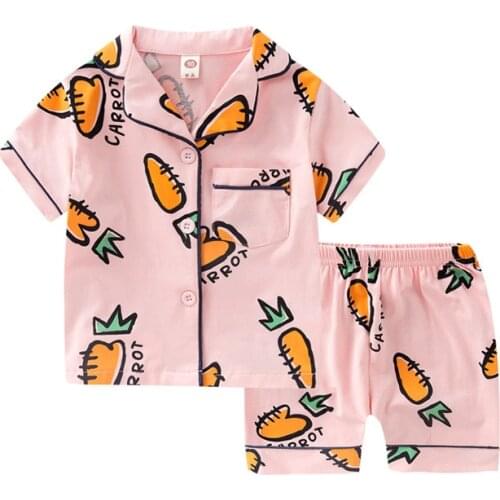 SAILEROAD 2020 Cute Carrot Pajamas For Girls Cotton Pyjamas For Kids Pijama Infantil Boys Sleepwear Child Home Wear Clothes Sets
