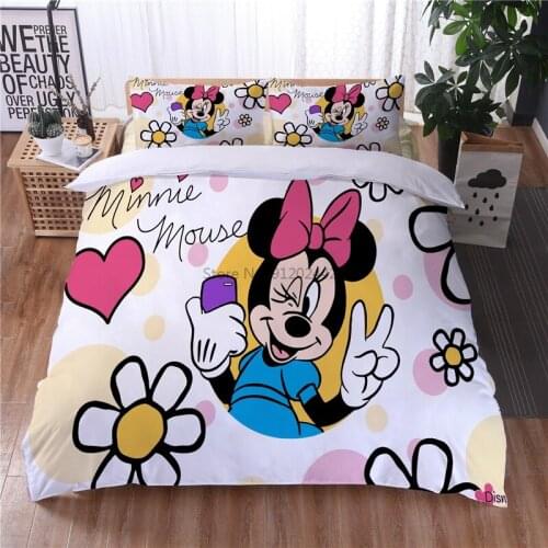 Minnie Mouse Flowers 3d Bedding Set Adult Children Boys Duvet Cover Set Pillowcase Twin Full Queen King Size Comforter Bed Sets