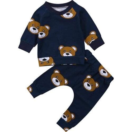 Newborn Infant Kids Boy Girl Baby Clothes Sets Outfit Cute Animals T-shirt Top Cotton Long Pants Clothing Set Baby Boys