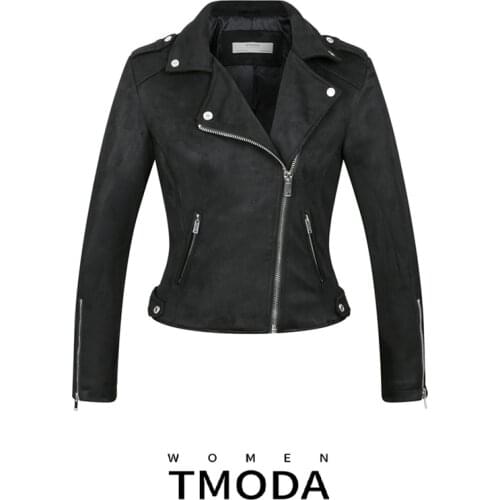 TMODA999 2021 New Hot Spring Autumn Women Faux Soft Suede Leather Jackets Lady Brown Motorcycle Matte Coat Outerwear 2 Colors