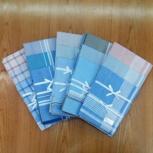 12PCS 40 * 40CM Cotton Light Color Plaid Mens Handkerchief Wipe Sweat Handkerchief Soft