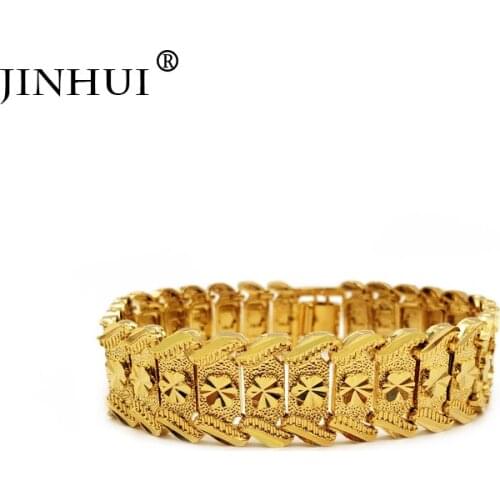 Jin Hui Fashion New African Ethiopia Gold color Men Bracelet Women Party Ornament Luxury Gifts for Friends Dubai Bangle Jewelry