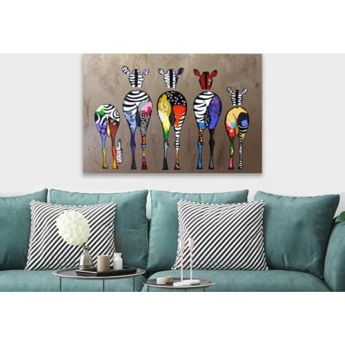 Home Decor Canves Painting Print Zebra Abstract Colourful By Numbers Zzebra Wall Art Fashion Illustration Wall Art