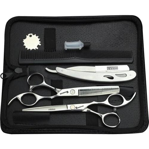 Professional Hair Scissors set 6.0 inch Straight & Thinning scissors barber shears +razor+comb