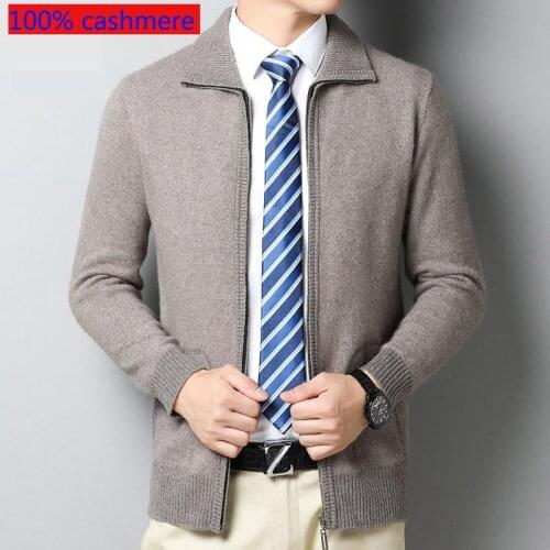 New Fashion High Quality Large Men 100% Pure Cashmere Sweater Cardigan Jacket Casual Computer Knitted Plus Size XS-3XL 4XL 5XL