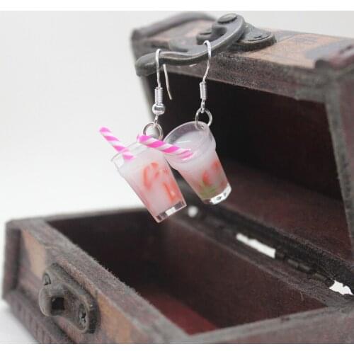 New Personality Summer Fruit Cup Earrings Womens Fashion Creative Resin Drink Jewelry Funny Crafts Friend Gifts
