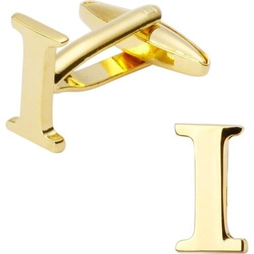 New high quality brass plated letters I Cufflinks Mens Jewelry shirt cuff Cufflinks twins English letters