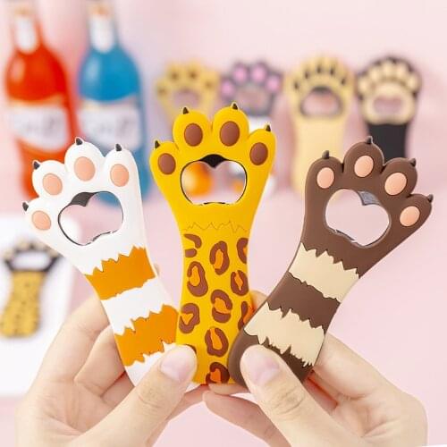 Bottle Opener Cute Cartoon Cat Paw Beer Can Opener Creative Fridge Magnet Wine Corkscrew Kitchen Accessories Drink Cap Tools
