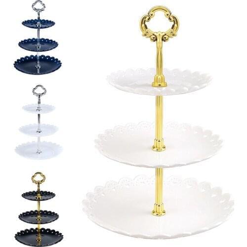 Hot Sale1pcs 3 Tier Cake Stand Metal Buffet Dessert Cupcake Fruit Food Platter Serving Display Holder Wedding Party Supplies