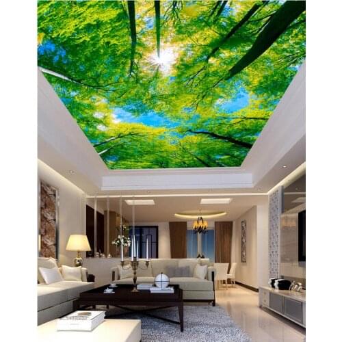 Custom 3d photo wall paper ceilings Blue Sky beautiful living room bedroom ceiling Landscape wallpaper murals