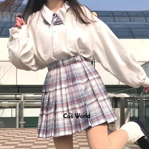 [QiuYe] Girls Summer High Waist Pleated Skirts Plaid Skirts Women Dress For JK School Uniform Students Cloths