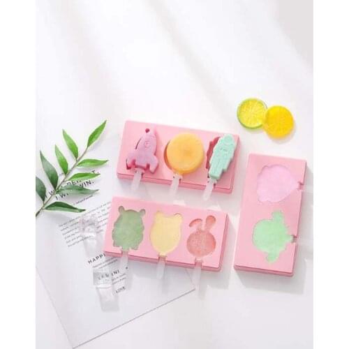 Silicone ice cream mold with lid homemade diy cartoon fruit ice cream stick ice mold