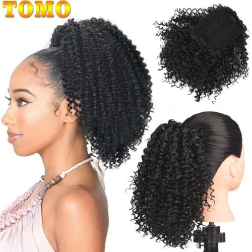 TOMO Synthetic 8" Bouncy Small Curly Pony Tail Hair With Two Plastic Combs Ponytail Hair Extensions Short Hairpiece Blonde Brown