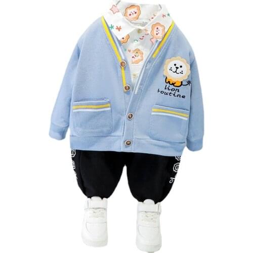 Spring Autumn Kids Cartoon Clothes Toddler Open Stitch Print Shirt Pants3Pcs/sets Boys Girls Letter Children Casual Sport Suits