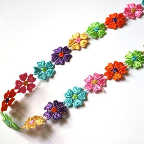 5yards embroidered flower trims for Clothes thin lace trimmings and ribbons for dress DIY craft accessories