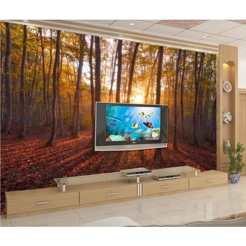 Sunset Forest Wall Mural Wallpaper Waterproof for Living Room HD Luxury Paper Canvas Contact Paper Papel Tapiz Para Pared
