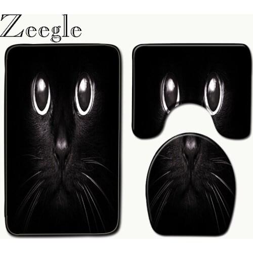 Zeegle Toilet Cover for Bathroom and Toilet 3pcs Non-Slip Bath Mat Bathroom Kitchen Carpet Doormats Decor Bath Rugs Shower Set