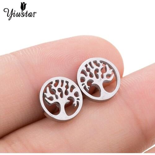 Yiustar Charming Plant Earrings for Women Life of Tree Earrings Charming Stainless Steel Earrings For Girls Friendship Bijoux