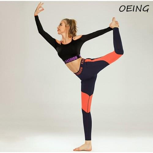 Fitness Womens Sweat Suits Gym Yoga Sets Two Piece Letter Hollow Out Sexy Seamless Tights Sport Set