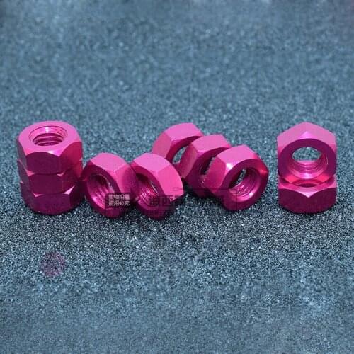 10pcs M3 M4 M5 M6 Aluminum Hexagon Rose Red Color Locking Nuts Hex nut