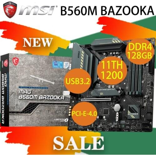 100% Motherboard MSI MAG B560M BAZOOK Mainboard DDR4 128Gb 5066MHz(OC) M.2 PCI-E 4.0 Original Desktop Intel B560 New Placa-mãe