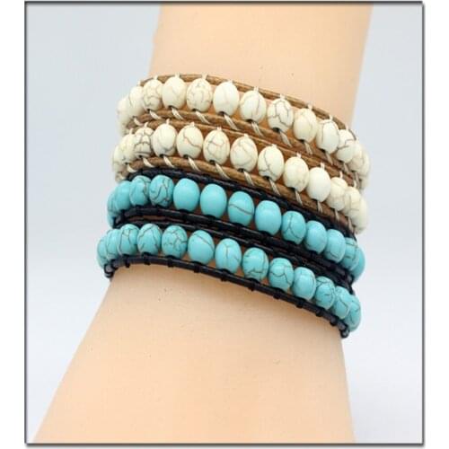 2Pcs Tortoise Animal Natural Turquoisess Hand Woven Double Ladies Beaded Bracelet Fashion Versatile Drop Shipping