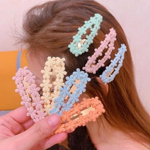 2020 Spring and Summer New Hair Clip Korean Candy Color Lace Girl Heart Flower BB Clip Hair Accessories 1PC