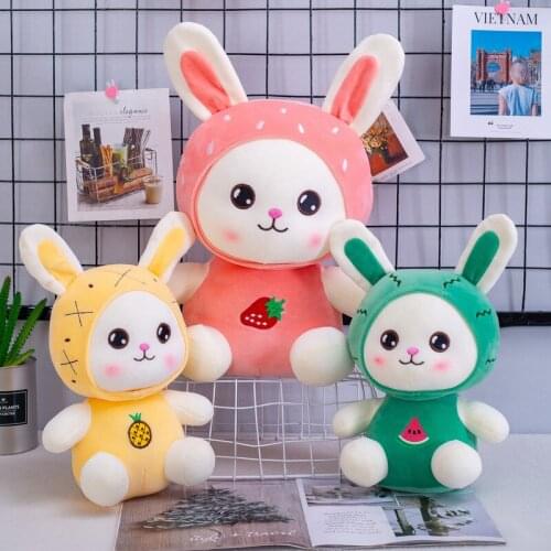 25-45CM Creative Kawaii Fruit Rabbit Doll Soft Stuffed Plush Toys Animal Cartoon White Pillow for Kids Girls Children Gifts