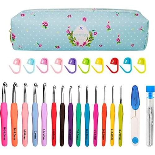 27 Pcs/set Crochet Hook Set Knitted Crochet Needles Yarn Scissors Stitch Markers Kit with Storage Bag