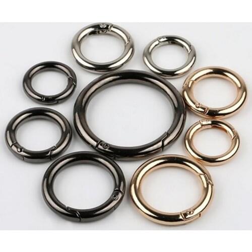 5Pcs O-Ring Buckles Clips Zinc Alloy Plated Gate Spring Carabiner Purses Handbags Round Push Trigger Snap Hooks Carabiner Tools
