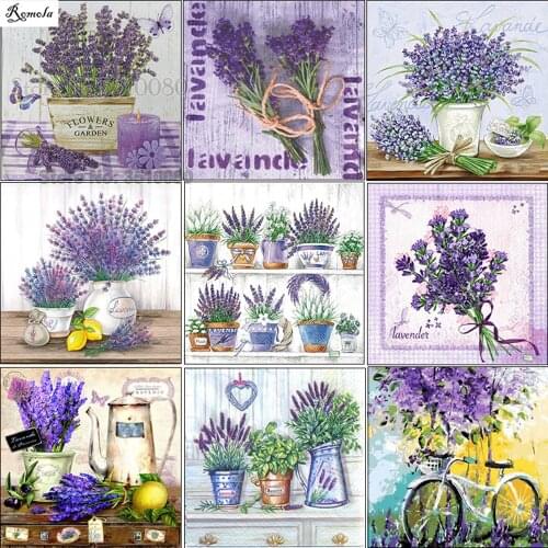 5D DIY diamond painting purple flower Full square/round Embroidery Pattern 3D Cross stitch kits mosaic wall stickers