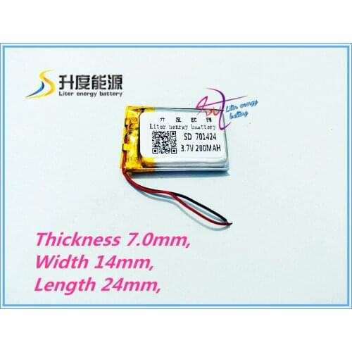Tablet battery 3.7V polymer lithium battery 701424 MP3 wireless headset Bluetooth audio 200MAH
