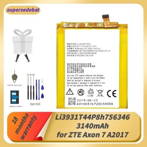 Supersedebat Li3931T44P8h756346 Accumulator for ZTE Axon 7 Battery for ZTE Axon 7 5.5inch A2017 Bateria Rechargeable Batteries