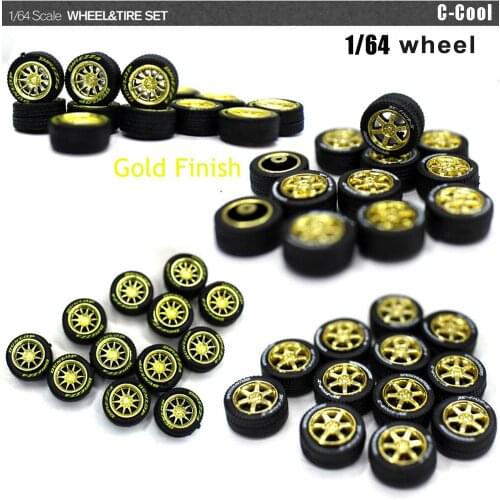1/64 Modified Wheel Alloy Metal Car Toy Rubber Tire Axle Model Accessories