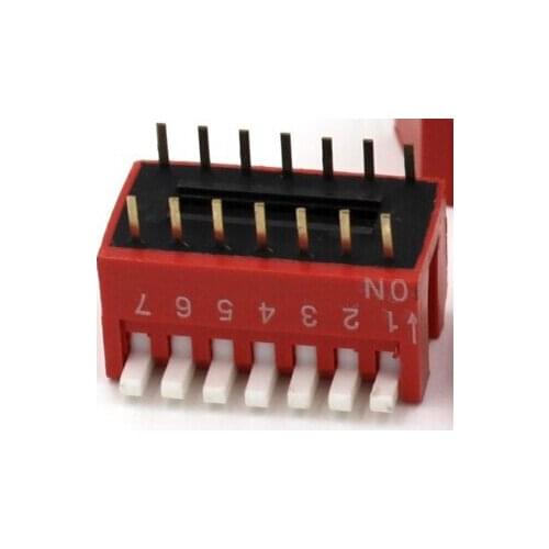 FREE SHIPPING 10PCSx China Quality DP-07 Red 7P DIP Switch 2.54mm DIP-14 7 Position Encoder Switch