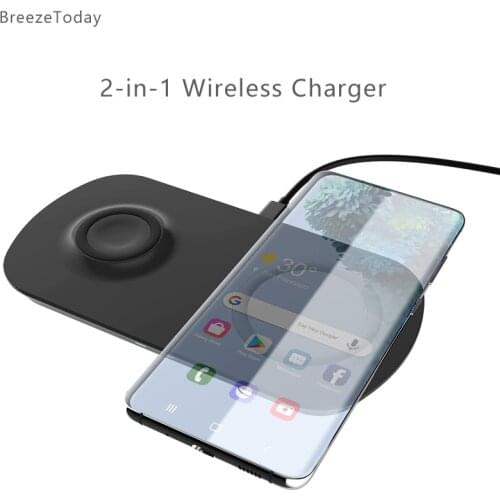 2 in 1 Wireless Charger Wireless Charging Fast Charger For Apple Watch Galaxy Watch iPhone 12 Airpods Samsung Galaxy Buds Note20