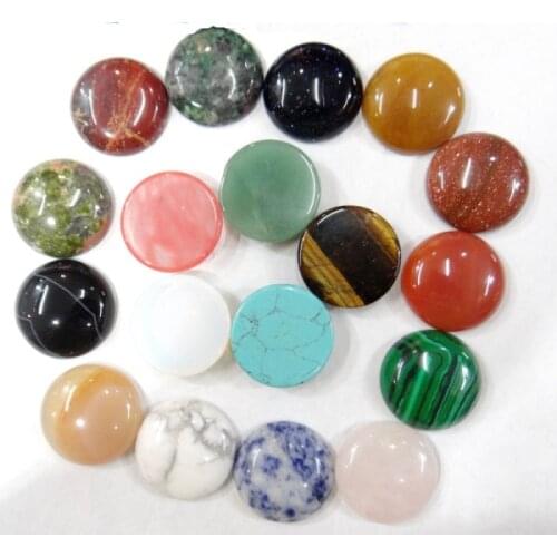 Wholesale 20pcs natural Opal Malachite Tiger Eye stone round cabochon 25mm no hole beads for DIY Jewelry making accessories