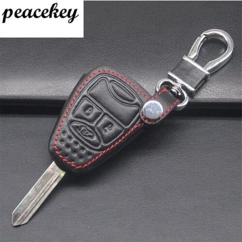 Peacekey Genuine Leather Remote Control Car Keychain Key Cover Case For Jeep 2/3Buttons key holder case